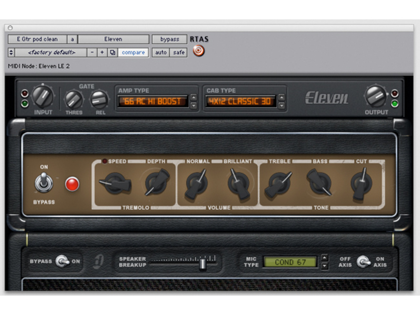Eleven's interface mimics that of a hardware amp.